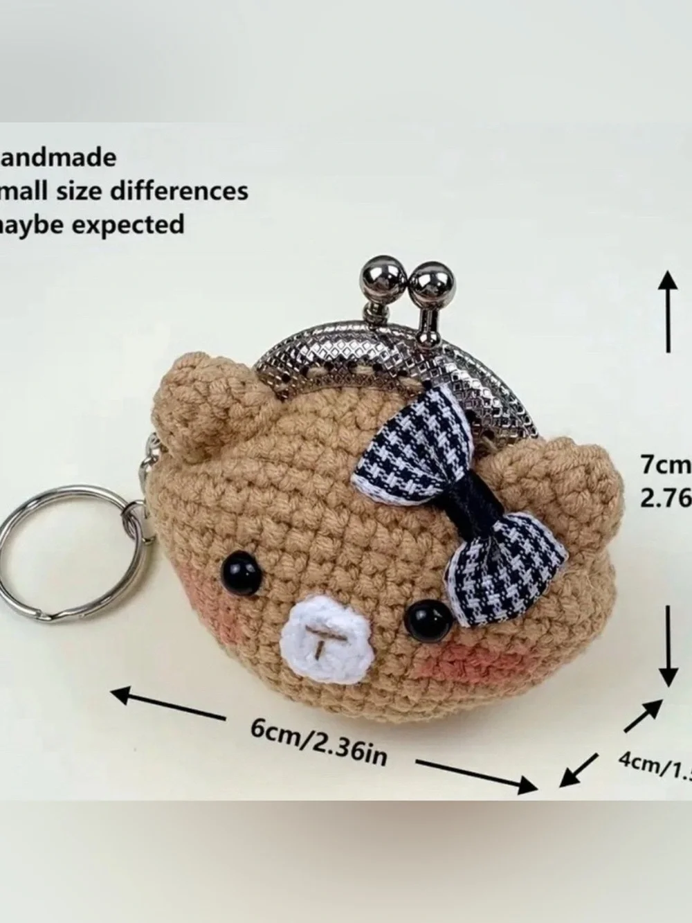 Adorable Handmade watermelon crocheted Change Purse w/keychain/ bag charm
